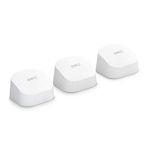 Amazon Eero 6 Mesh Wi-Fi System - Supports Speeds Up To 500 Mbps, Connect To Alexa, Coverage Up To 4,500 Sq. Ft., 3-Pack, One Router + Two Extenders