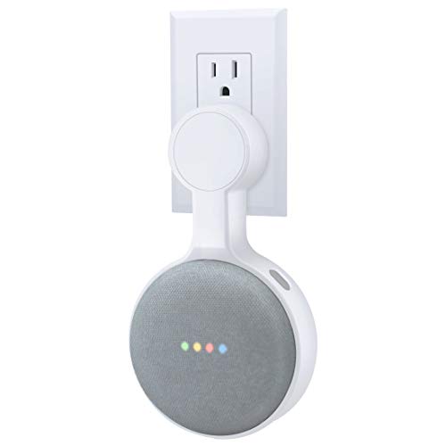 Amortek Outlet Wall Mount Holder For Google Nest Mini (Home Mini 2Nd Gen And 1St Gen), A Space-Saving Accessories For Google Nest Mini Voice Assistant 2Nd Generation (White)