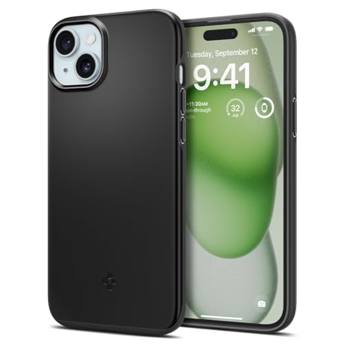 Spigen Thin Fit Designed For Iphone 15 Plus Case (2023) [Hard Shell] [Military-Grade Protection] - Black