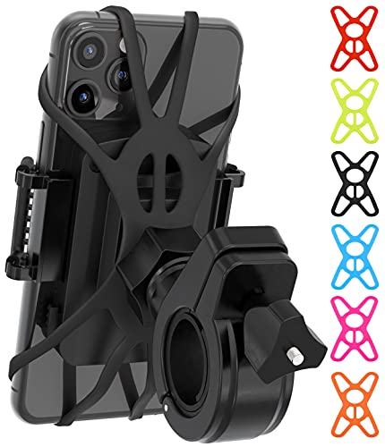 Truactive Premium Bike Phone Mount Holder | Universal Cell Phone Mount For 4'-7' Phones | Includes 6 Reusable Color Bands | Tool Free Handlebar Mount For Bicycle, Motorcycle, Electric Scooter, Atv