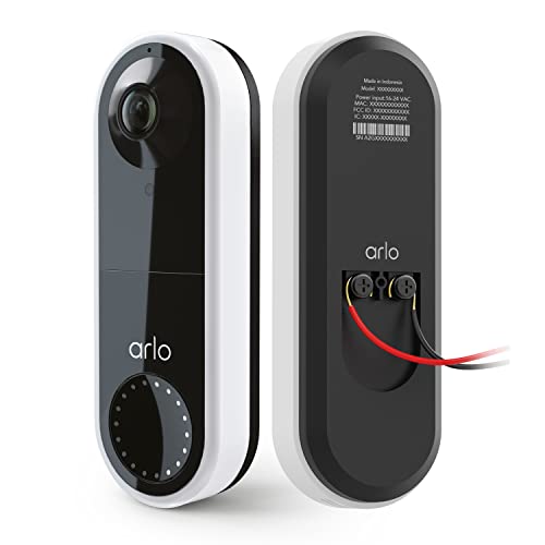 Arlo Essential Wired Video Doorbell - Hd Video, 180° View, Night Vision, 2 Way Audio, Diy Installation (Wiring Required), Security Camera, Doorbell Camera, Home Security Cameras, White - Avd1001