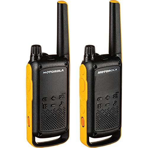 Motorola Solutions, Portable Frs, T470, Talkabout, Two-Way Radios, Emergency Preparedness, Rechargeable, 22 Channel, 35 Mile, Black W/Yellow, 2 Pack