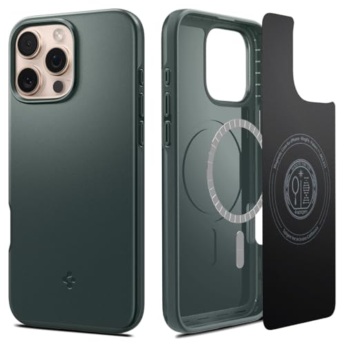 Spigen Thin Fit Magfit Designed For Iphone 16 Pro Case [Hard Shell] [Military-Grade Protection] Compatible With Magsafe - Abyss Green