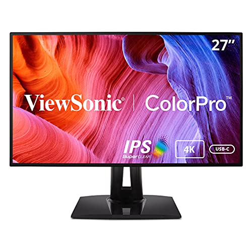 Viewsonic Vp2768-4K 27' Premium Ips 4K Monitor With Advanced Ergonomics, Colorpro 100% Srgb Rec 709, 14-Bit 3D Lut, Eye Care, Hdmi, Usb, Displayport