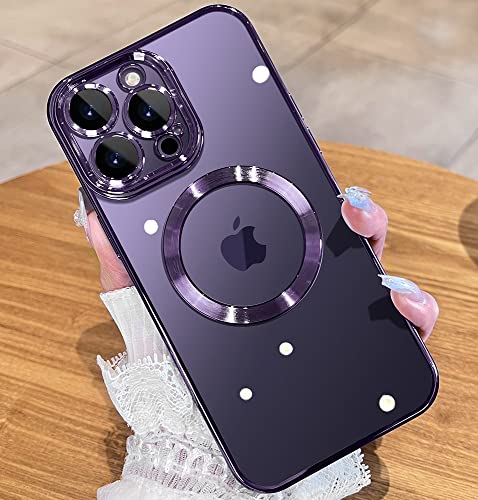 Jueshituo Magnetic Clear For Iphone 14 Pro Max Case With Full Camera Protection, No.1 Strong N52 Magnets, For Iphone 14 Promax Case, For Magsafe Women Girls Men Phone Case (6.7')-Deep Purple