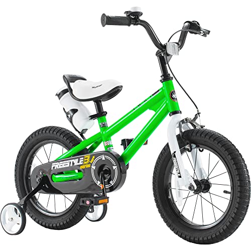 Royalbaby Freestyle Toddlers Kids Bike 12 Inch Childrens Learning Bicycle With Training Wheels Boys Girls Beginners Ages 3-4 Years, Green