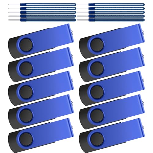 10 Pack Usb Flash Drives 32Gb Thumb Drives Bulk Portable Usb Drive 32 Gb Memory Stick Kepmem Pendrive Metal Usb Stick 2.0 Portable Zip Drive Blue Jump Drive Data Storage Backup