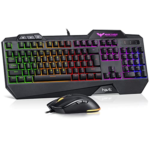 Havit Gaming Keyboard And Mouse Combo, Backlit Computer Keyboards And Rgb Gaming Mouse, Gaming Accessories 104 Keys Pc Gaming Keyboard With Dpi 4800 Mouse For Gamer, Black