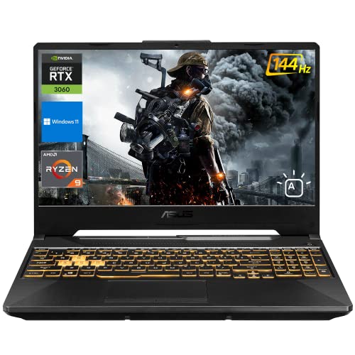 Asus Tuf A15 Gaming Laptop, 15.6' Fhd 144Hz Screen, Amd Ryzen 9 5900Hx, Geforce Rtx 3060, 64Gb Ram, 2Tb Ssd + 2Tb Ssd, Webcam, Rgb Backlit Keyboard, Hdmi, Rj-45, Type-C, Wi-Fi 6, Windows 11 Home