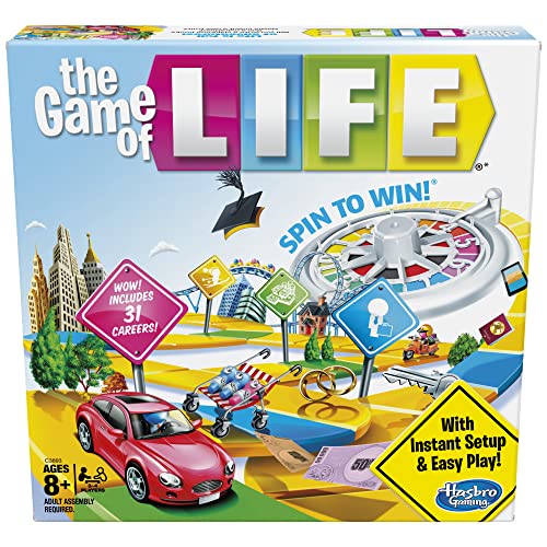 Hasbro Gaming The Game Of Life Board Game, Family Games For Kids Ages 8+, Includes 31 Careers, Family Board Games For 2-4 Players, Family Gifts (Amazon Exclusive)