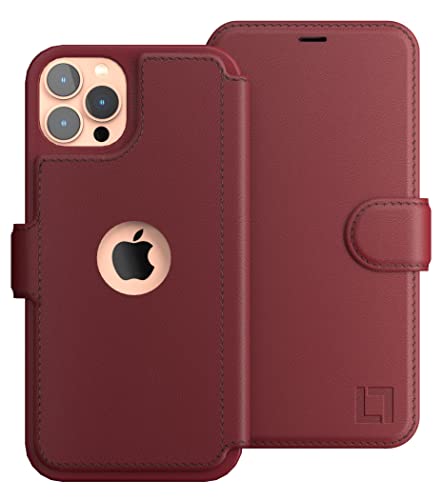 Lupa Legacy Iphone 12 Wallet Case For Women &Amp; Men - 12 Pro Case With Card Holder [Slim And Durable] Faux Leather - Flip Cell Phone Case, Folio Credit Cover - Burgundy