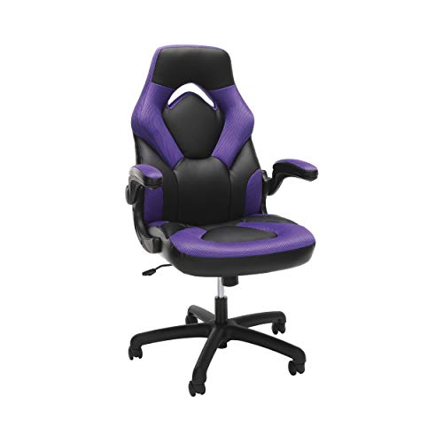 Ofm Gaming Chair Ergonomic Racing Style Pc Computer Desk Office Chair - 360 Swivel, Integrated Lumbar Support &Amp; Headrest, Adjustable Height, Recline Tilt Control, Flip-Up Arms, 275Lb Max -2020 Purple