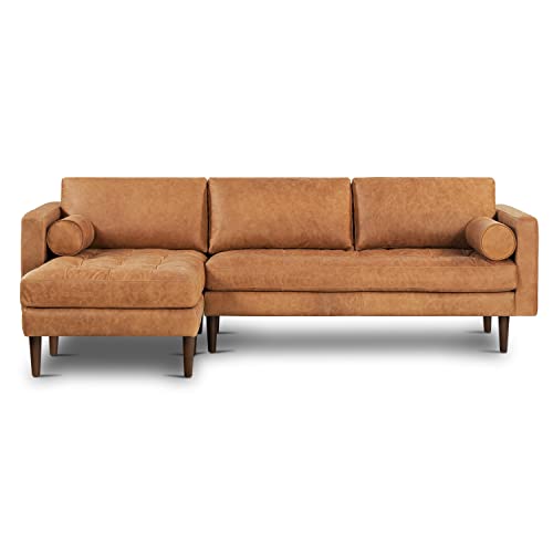 Poly &Amp; Bark Napa Left Sectional Sofa In Full-Grain Pure-Aniline Italian Leather, Cognac Tan