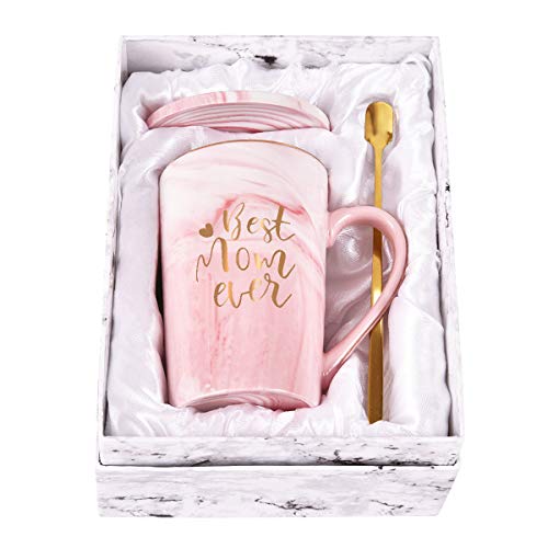 Best Mom Ever Coffee Mug Mom Mother Gifts Novelty Gifts For Mom From Daughter Son Women Mom Gifts For Mom Mother Valentines Day Gifts For Mom Printing With Gold 14Oz With Exquisite Box Packing Spoon