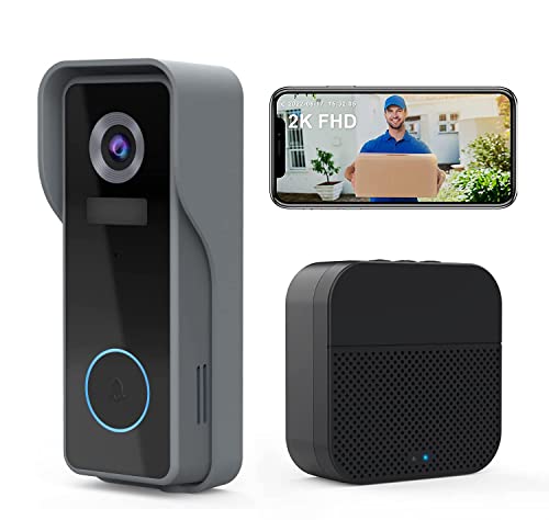 Zumimall 2K Fhd Doorbell Camera Wireless, Wifi Video Doorbell Camera With Chime, Ip66 Waterproof, Motion Detection, Night Vision, 2-Way Audio, Local &Amp; Cloud Storage, 2.4G Wifi, 30S Voice Message