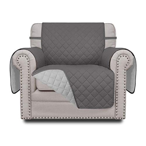 Easy-Going Chair Sofa Slipcover Reversible Sofa Cover Water Resistant Couch Cover Furniture Protector Cover With Elastic Straps For Pets Kids Children Dog Cat (Chair, Gray/Light Gray)