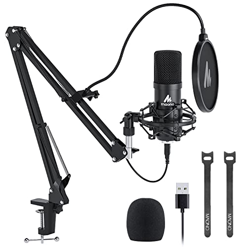 Usb Microphone, Maono 192Khz/24Bit Plug &Amp; Play Pc Computer Podcast Condenser Cardioid Metal Mic Kit With Professional Sound Chipset For Recording, Gaming, Singing, Youtube (Au-A04)