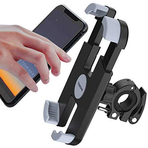 Thikpo Bike Phone Mount With Shockproof Silicone Pad, Secure Quick-Locking Clamp, 360° Rotation Angles For 4.7-6.8 Inch Cellphones, Holds Phones Up To 3.5' Wide (Sturdy Mount With Premium Silicone)