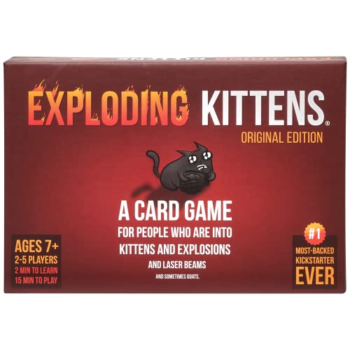 Exploding Kittens Card Game - Original Edition, Fun Family Games For Adults Teens &Amp; Kids - Fun Russian Roulette Card Games - 15 Min, Ages 7+, 2-5 Players