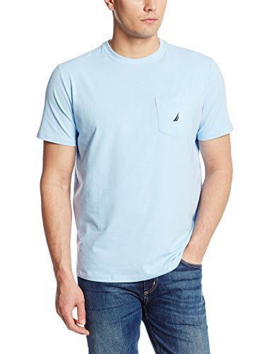 Nautica Men'S Solid Crew Neck Short Sleeve Pocket T-Shirt, Noon Blue, Large