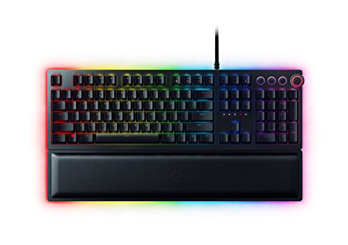 Razer Huntsman Elite Gaming Keyboard: Fast Keyboard Switches - Linear Optical Switches - Chroma Rgb Lighting - Magnetic Plush Wrist Rest - Dedicated Media Keys &Amp; Dial - Classic Black