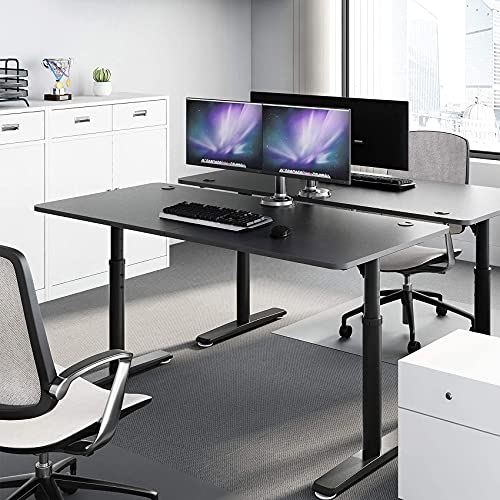 Ee Eureka Ergonomic Computer Desk 60 Inch, Adjustable Height Desk For Home Office Large Writing Pc Desk Modern Simple Table With Free Mouse Pad, Mechanical Adjustment Black