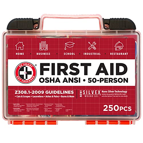 Be Smart Get Prepared First Aid Kit, 250 Piece. Exceeds Osha Ansi Standards For Office, Home, Car, School, Emergency, Survival, Camping, Hunting, &Amp; Sports. Fsa Hsa