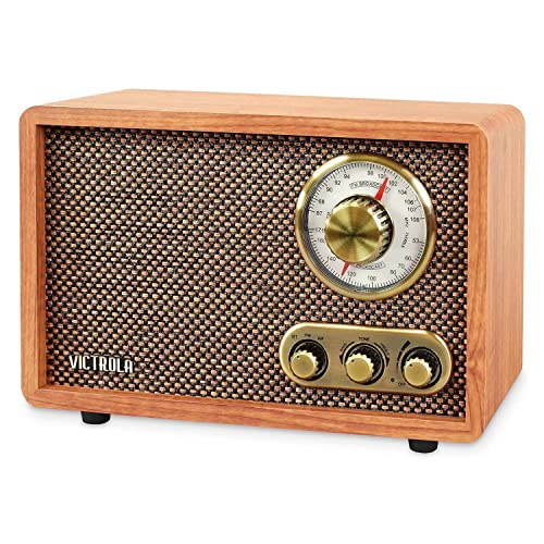 Victrola Retro Wood Bluetooth Radio With Built-In Speakers, Elegant &Amp; Vintage Design, Rotary Am/Fm Tuning Dial, Wireless Streaming, Walnut