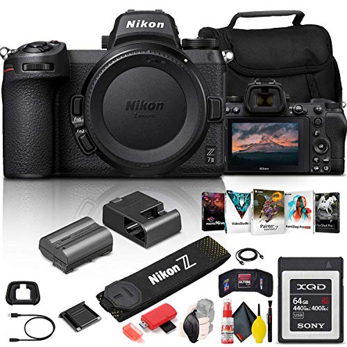 Nikon Z 7Ii Mirrorless Digital Camera 45.7Mp (Body Only) (1653) + 64Gb Xqd Card + Corel Photo Software + Case + Hdmi Cable + Cleaning Set + Hand Strap + More - International Model (Renewed)