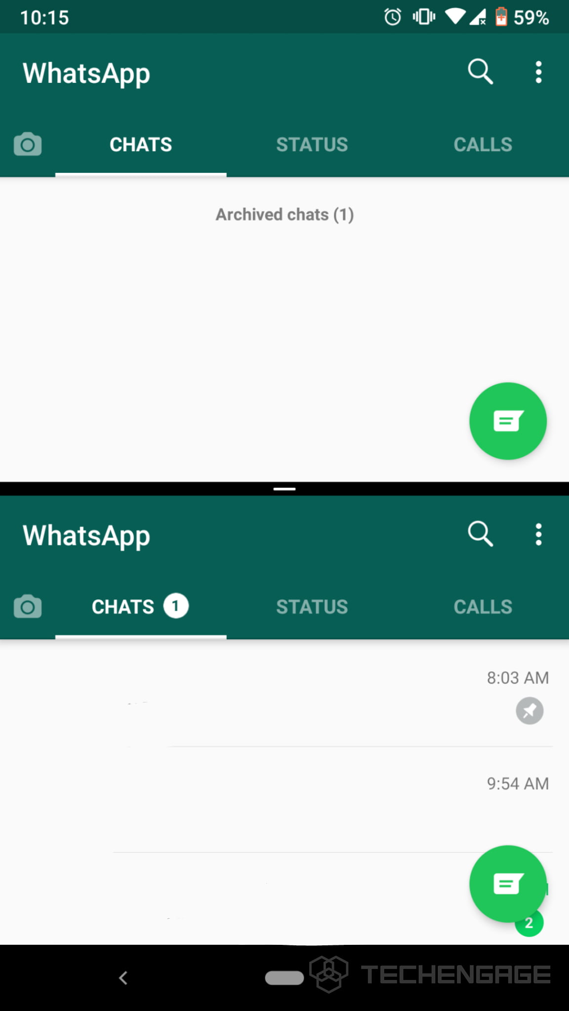 A Screenshot Of Two Whatsapp Apps Working In Parallel