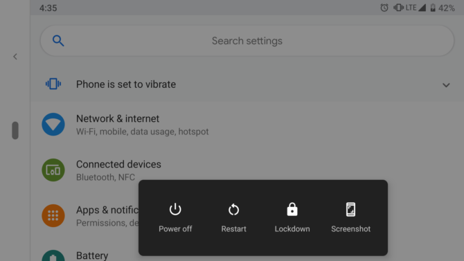 Screenshot Of Android Pie Power Menu In Google Pixel, Android Tricks Without Root
