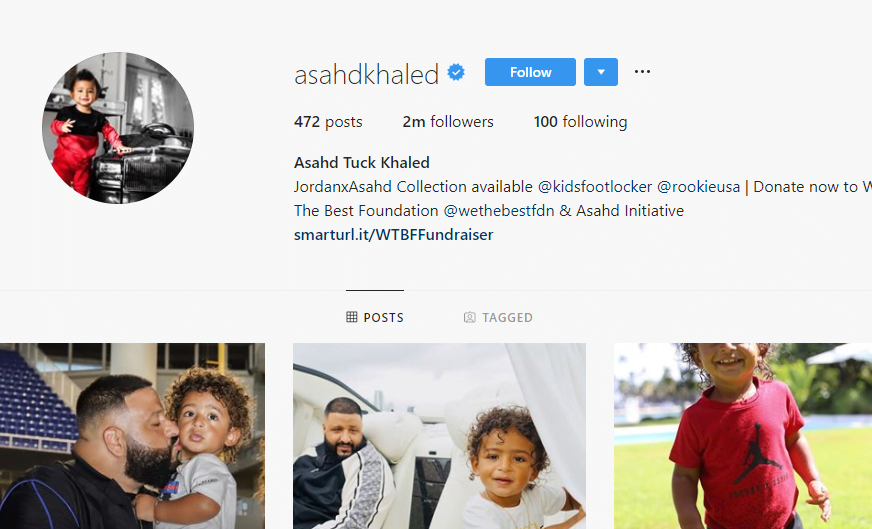 Dj Khaled'S Son Asahd Tuck Khaled Instagram Account'S Screenshot