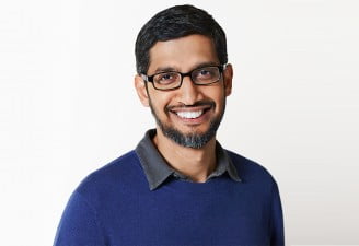 Google's CEO Sundar Pichai smiling portrait