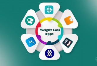 illustration showing weight loss apps