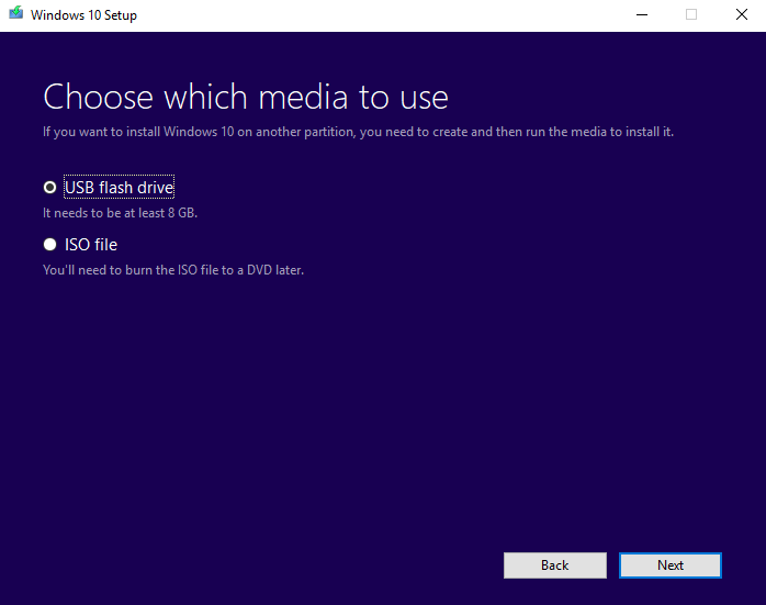 Choosing Media Environment For Making A Bootable Usb Using Windows Media Creation Tool