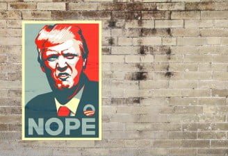 trump poster on a wall