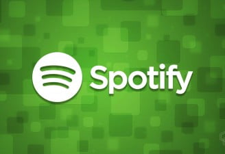 an illustration of spotify logo with green background