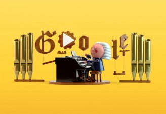 An illustration of Johann Sebastian Bach's doodle on Google