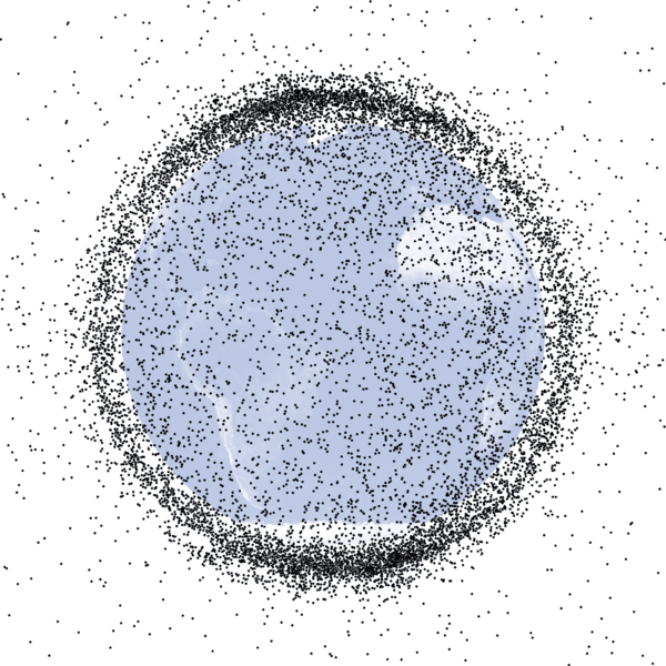 An Illustration Of Earth With Models Of Different Objects As Debris Showing Space Traffic And Junk