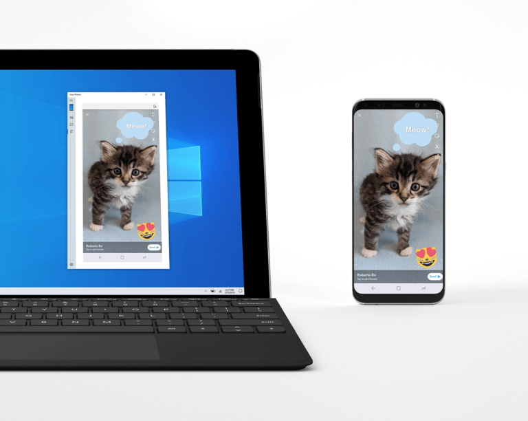 A snapshot of Windows' upcoming feature for android mirroring