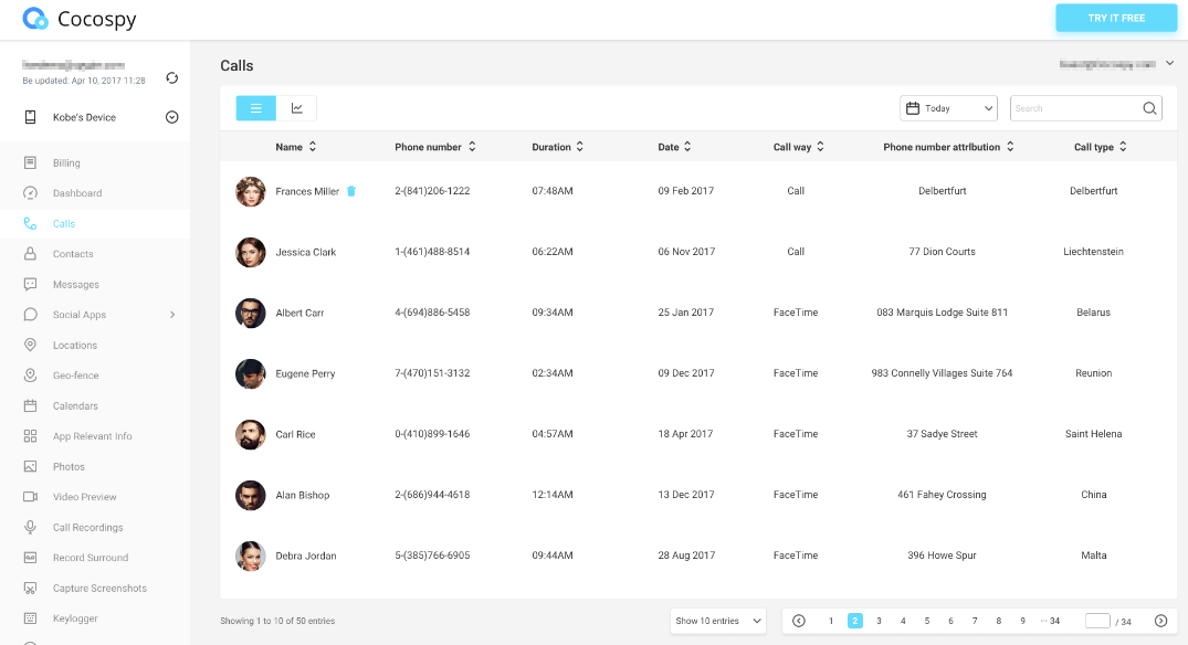 A Screenshot Of Cocospy Software