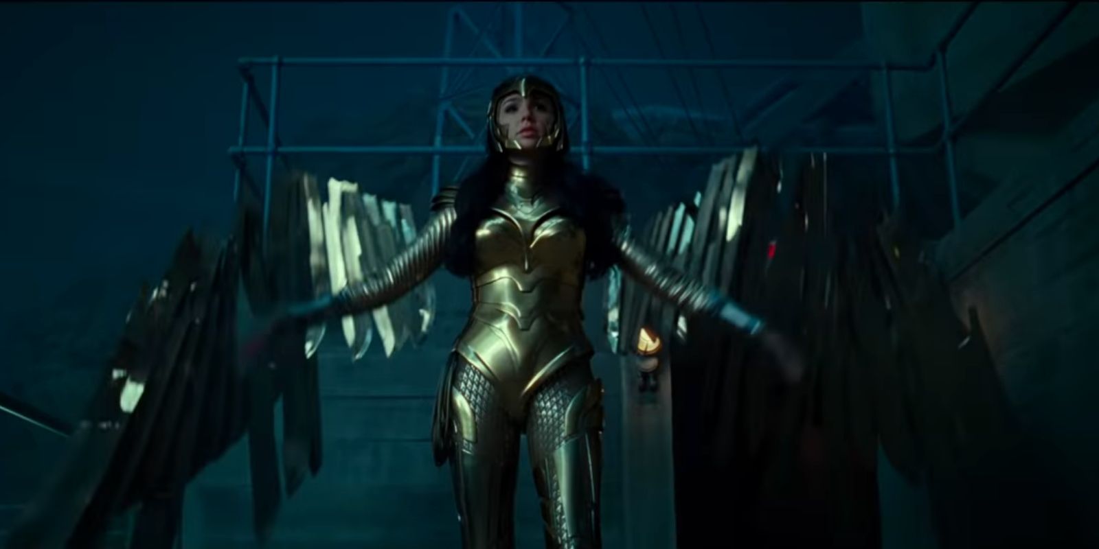 Gal Gadot as Wonder Woman with Golden Suit in Wonder Woman 1984 trailer