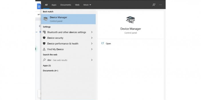 A Screenshot Of The Device Manager In Search Bar