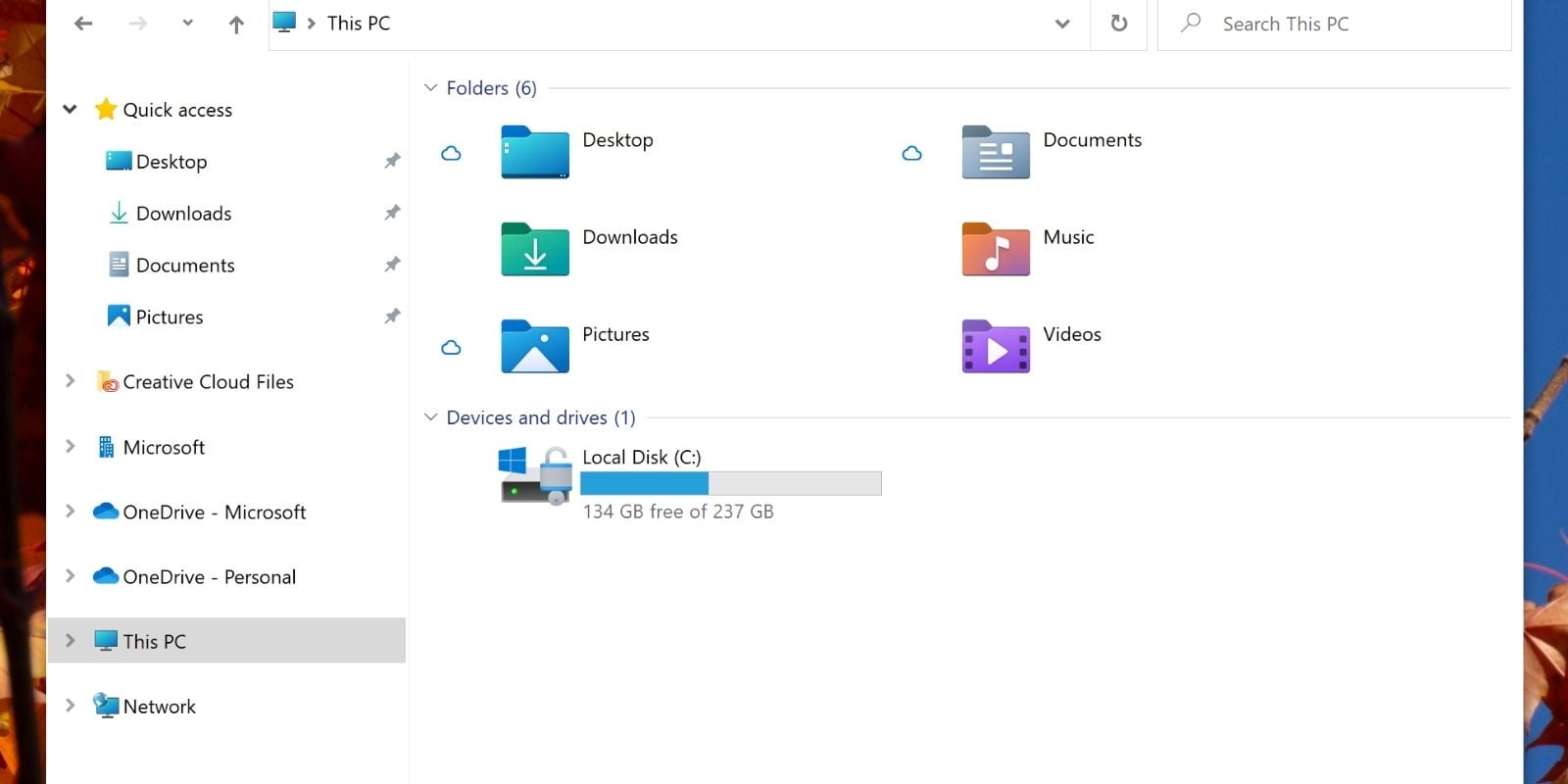 A Screenshot of new icons of file explorer folder in windows 10