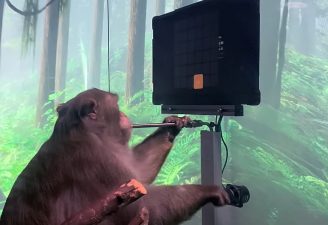a nine-year-old macaque monkey, was implanted with a Neuralink isx weeks before, now playing video game while using its mind