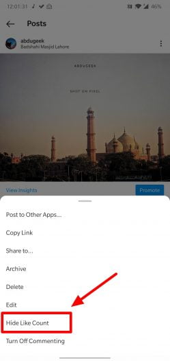 Hide Instagram Likes On Single Post