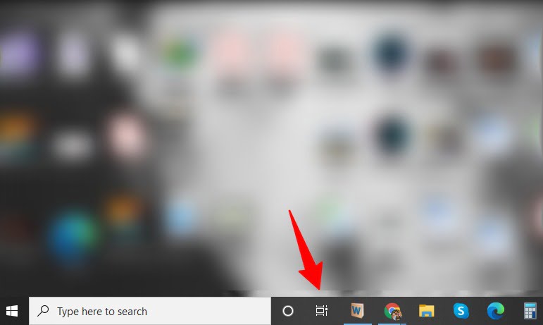 Screenshot Og Pointing Rask View On Taskbar In Windows 10