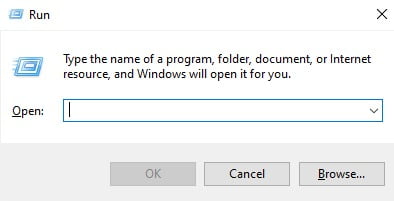 Screenshot Of Run Dialog Box In Windows 10