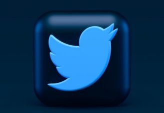 An icon of Twitter with dark blue squared background