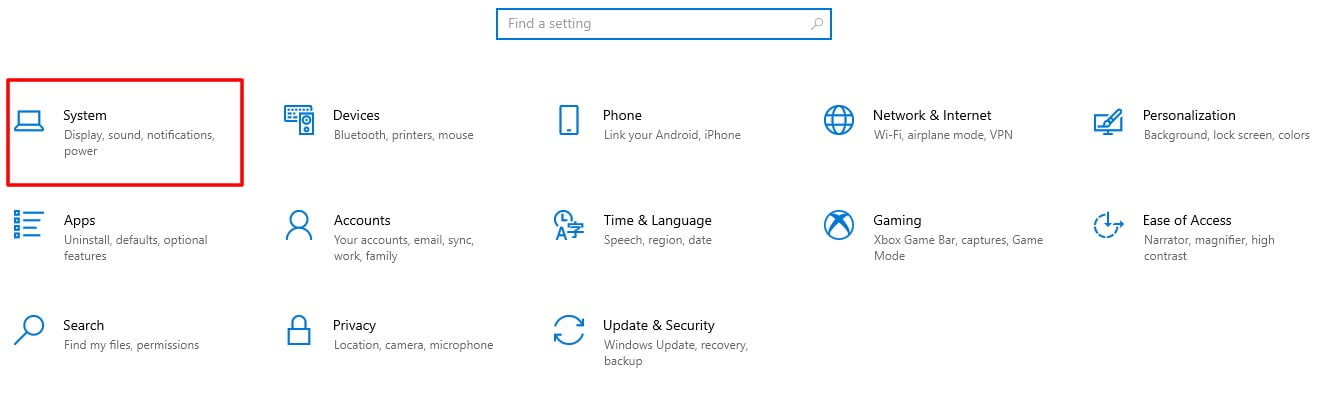 Screenshot Of System Tab In Windows 10